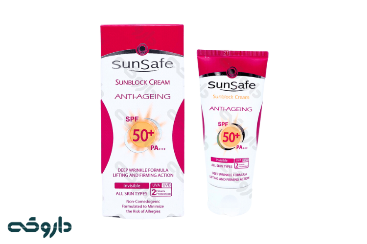 کرم ضد آفتاب و ضد چروک spf50 سان سیف ۵۰ گرم