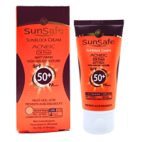 کرم ضد آفتاب +spf50 فاقد چربی سان سیف 50 گرمی